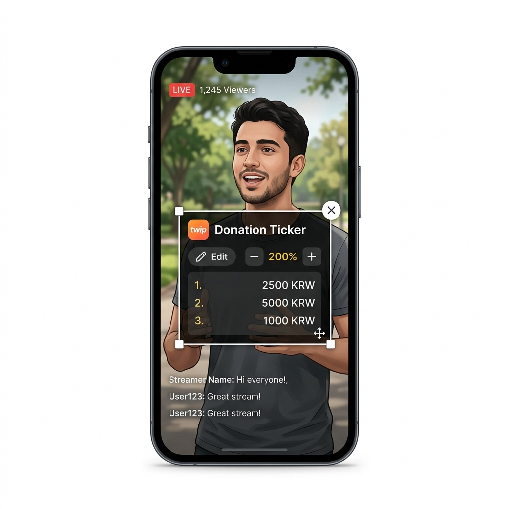 Prism Live — web widget overlay on camera feed