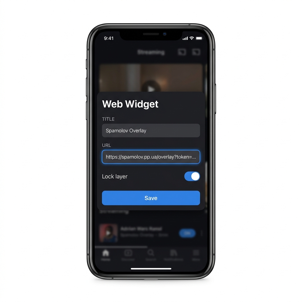 Web Widget URL configuration dialog